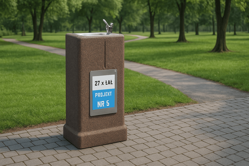 Plakat zachęcający do głosowania na projekt 5 - wizualizacja poidełka