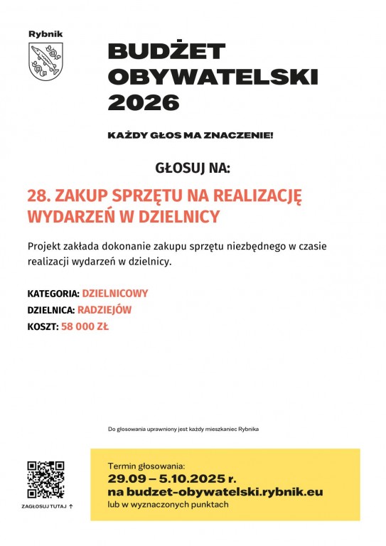 Projekt 28_Zakup sprzętu na realizację wydarzeń w dzielnicy_Radziejów