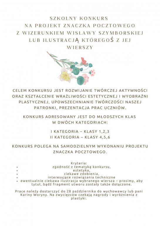 Plakat informujący o konkursie