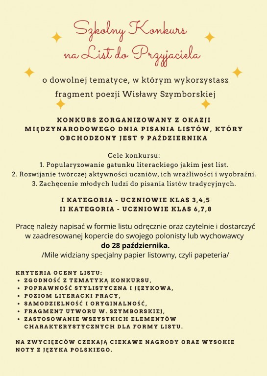 Plakat informujący o konkursie