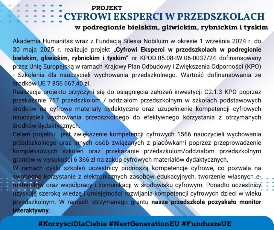 Plakat prezentujący projekt Cyfrowi Eksperci