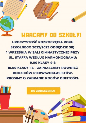 Harmonogram rozpoczęcia roku szkolnego