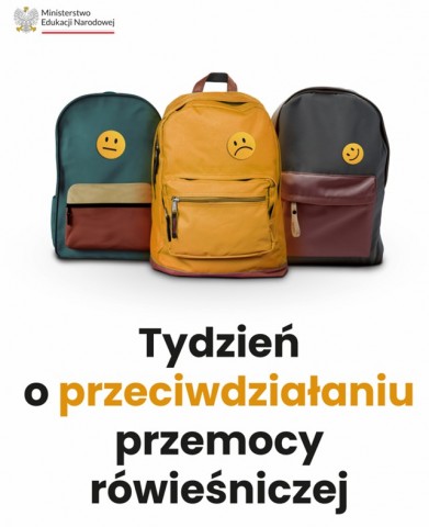 Plakat promujący obchody Tygodnia o przeciwdziałaniu przemocy rówieśniczej