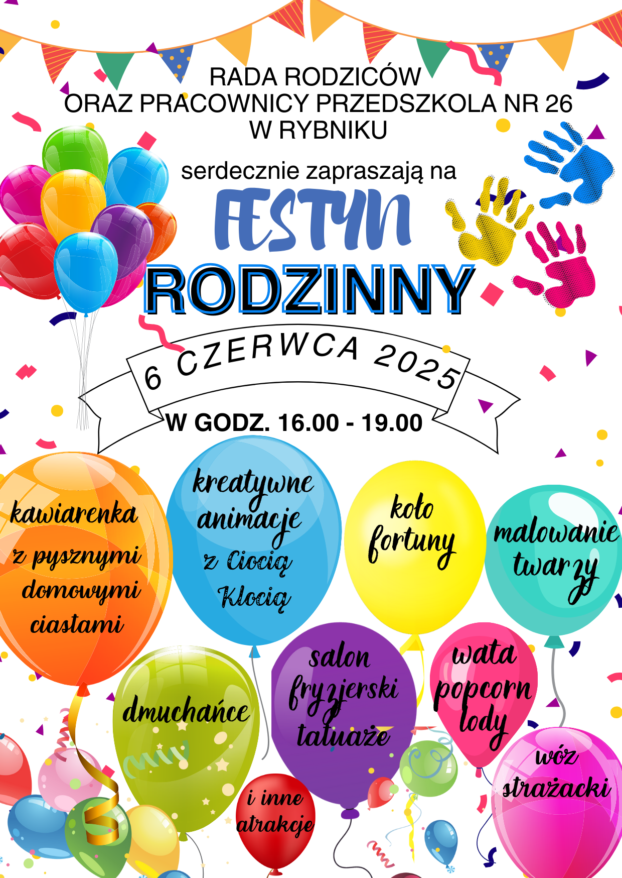 Zaproszenie na festyn rodzinny, który odbędzie się 6 czerwca w godz. 16.00-19.00